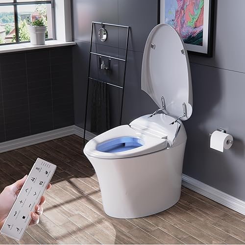 Miniatura 7 de ELLAI Inodoro inteligente de lujo con bidé integrado, inodoro con bidé ADA con control remoto, inodoro japonés alargado con apertura