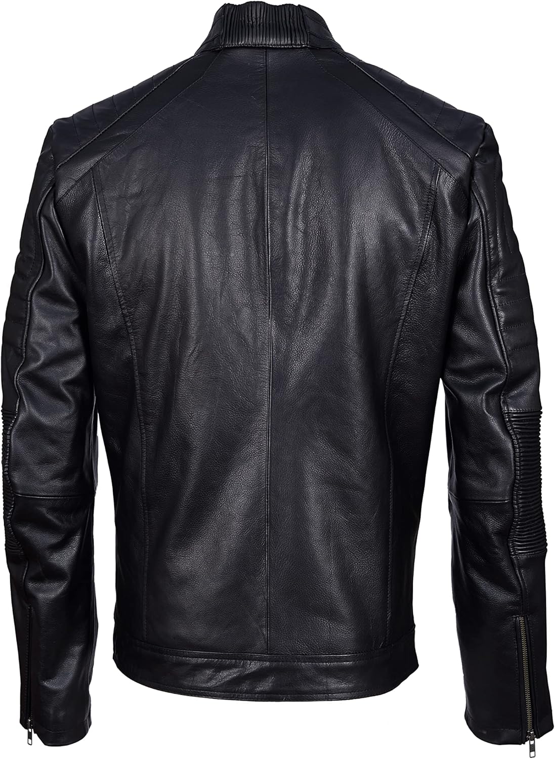 David Rox Cafe Biker leather jacket men Armored Motorcycle Slim Fit Racer Riding Jacket Real Cow Hide Leather, Black - Image 4