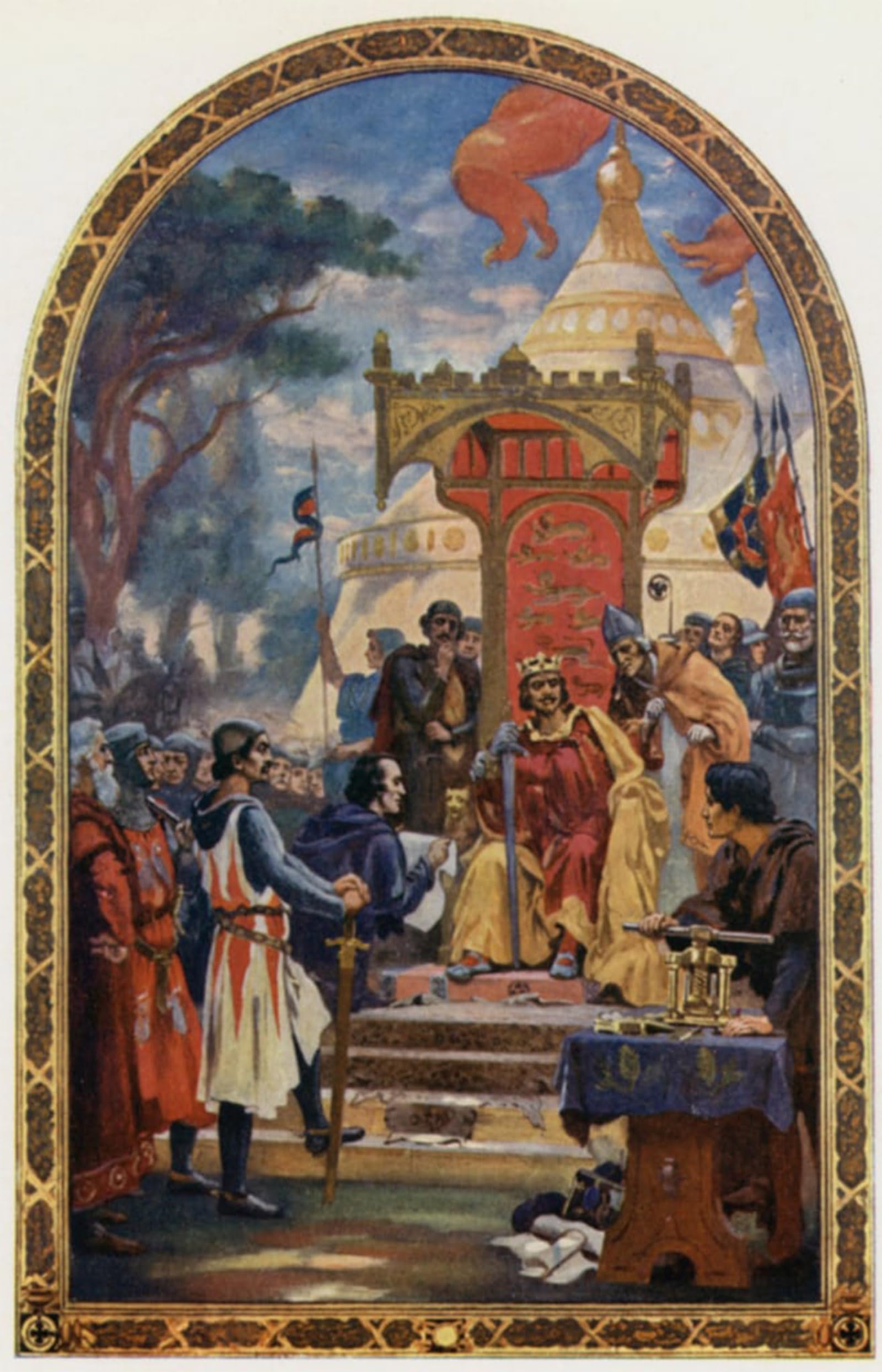 Posteriik No Frame Vintage Art Print Images Pictures Print King John Signing Magna Charta By Ernest Normand Modern Colour Posters For Office Home Decor 60X90cm