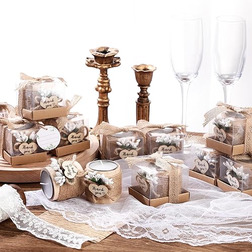 Miniatura 5 de Retisee Velas de boda para invitados, despedida de soltera, candelita conmemorativa de madera, regalos de agradecimiento, velas hechas a mano para