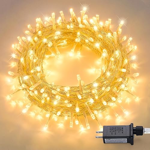 Miniatura 52 de JMEXSUSS 200 luces LED rojas y verdes de Halloween para exteriores, tira de luces de Navidad de 66 pies, cable transparente para interiores, enchufe