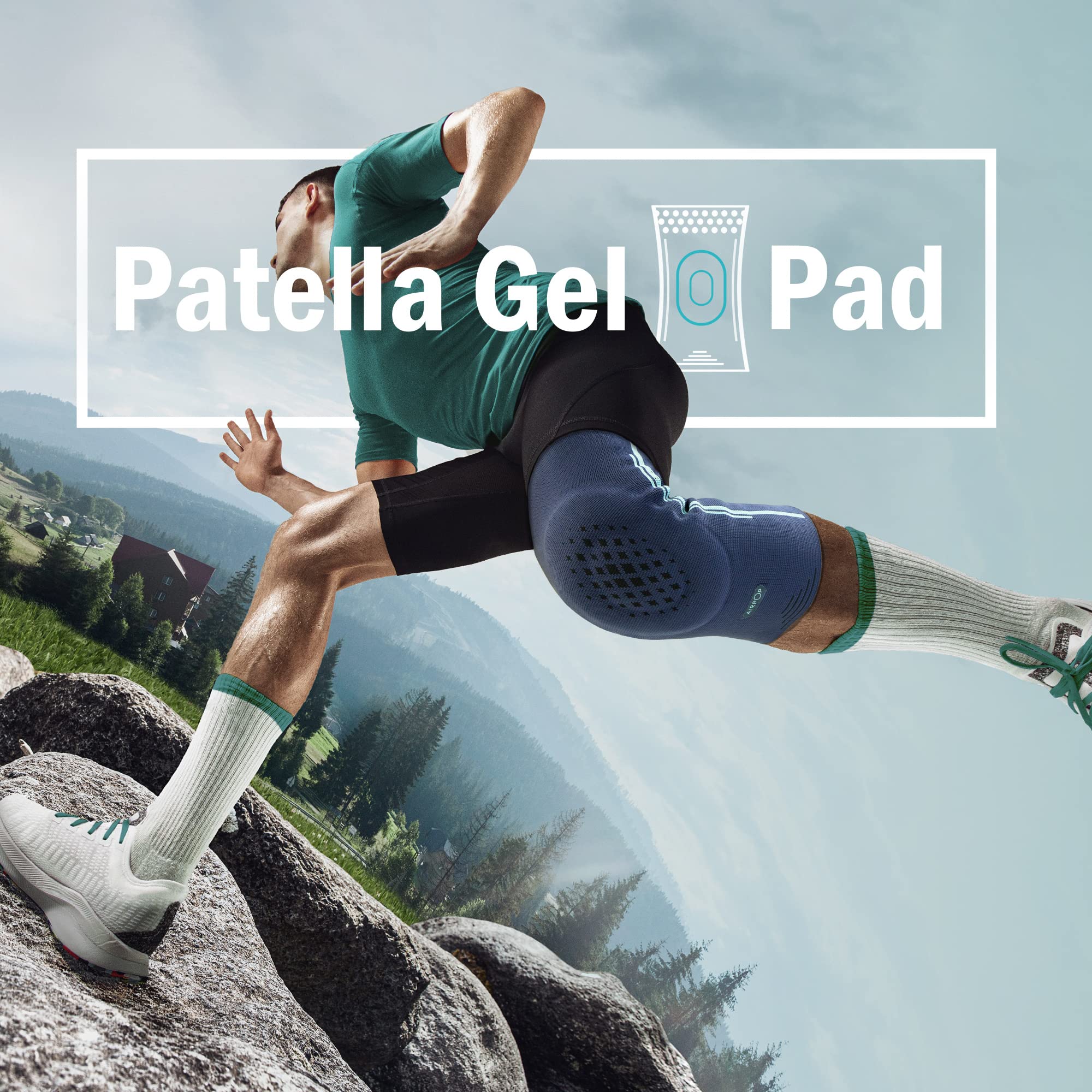 Rodillera con gel de rótula, estabilizadores laterales, rodillera para dolor de rodilla para mujeres y hombres, rodillera de punto 3D, soporte de rodilla para levantamiento de pesas, baloncesto, entrenamientos, senderismo y fútbol, azul, mediano, 1 paquet 4