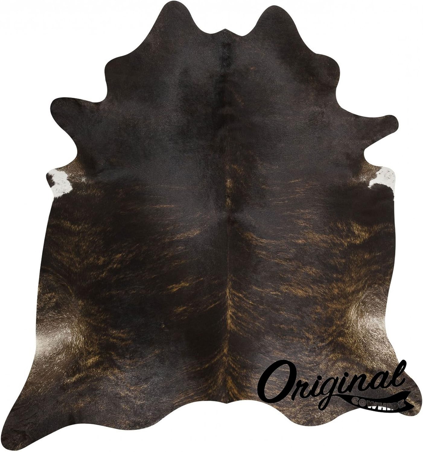 Rug Genuine Leather Hair on Hides Decorative Value Rare Giant Size Approx 7X8 ft (56-66 sqf) (Dark Brindle)
