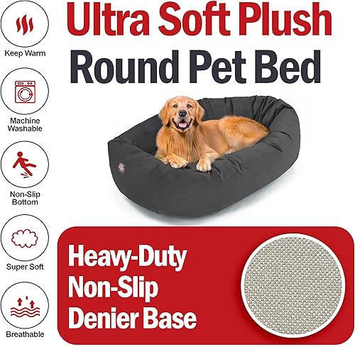Miniatura 6 de Majestic Pet Cama para perros grandes de 40 pulgadas con mezcla de espuma viscoelástica triturada de gamuza triturada, lavable de 40 x 29 x 9
