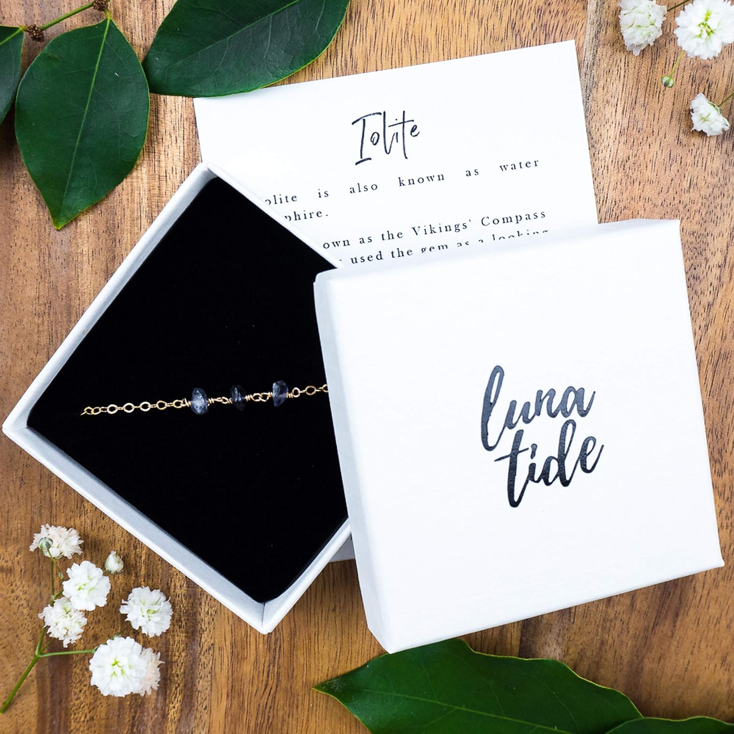 Iolite Beaded Chain Anklet in 14k Gold Fill