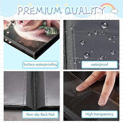 Miniatura 4 de Rossy Carpeta de 4 bolsillos, 400 tarjetas, álbum de colección comercial, bolsillos de doble cara, para deportes, béisbol, cerdo rosa