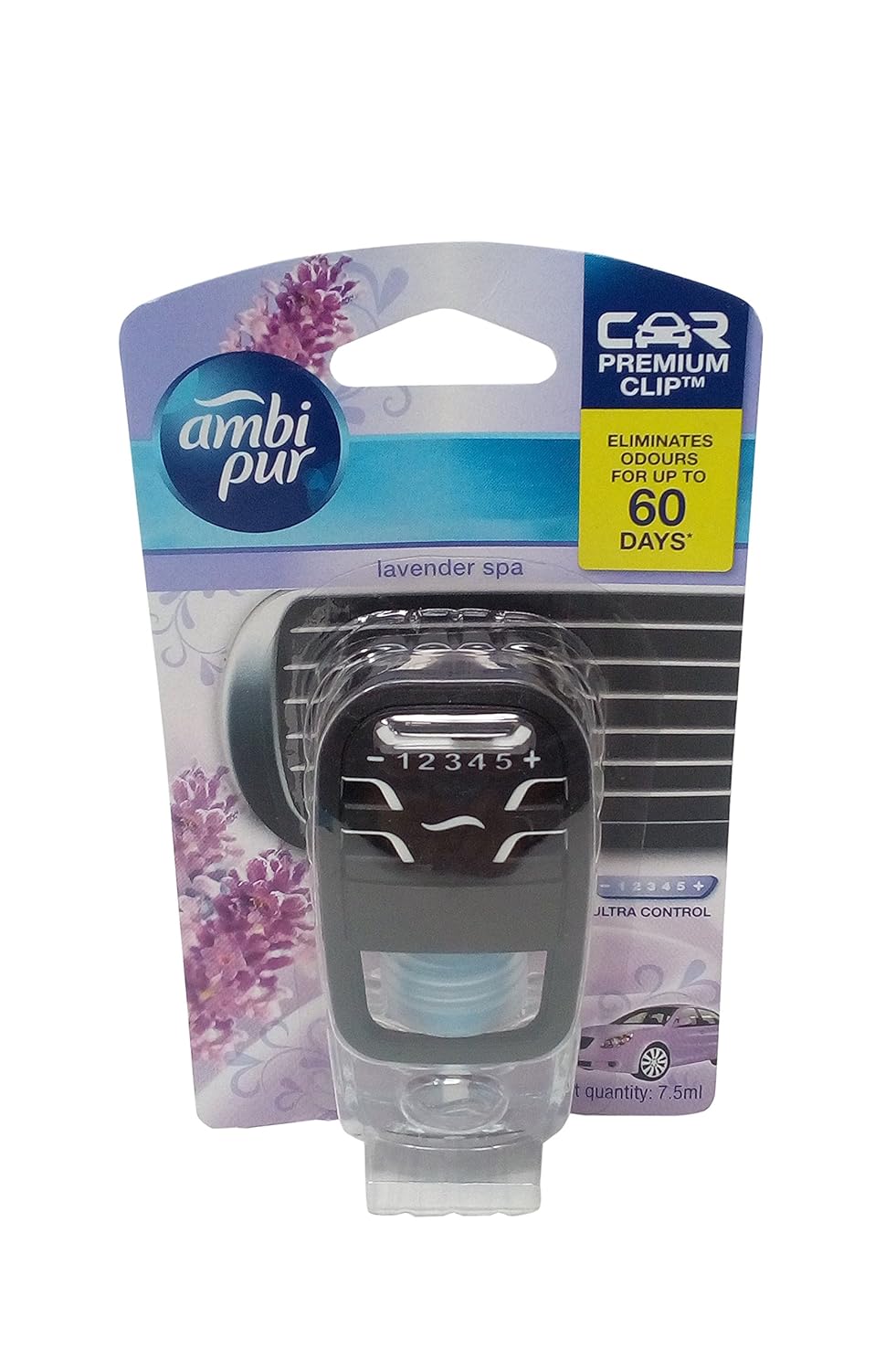 Ambi Pur Car Air Freshener Lavender Spa, 1 Diffuser + 7.5ml Pack