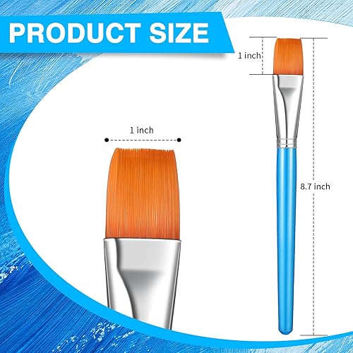 Miniatura 3 de Pinceles de pintura plana acuarela acrílico pincel de nylon sintético cepillo de pintura de 1 pulgada artista pintura pincel para detalles pintura