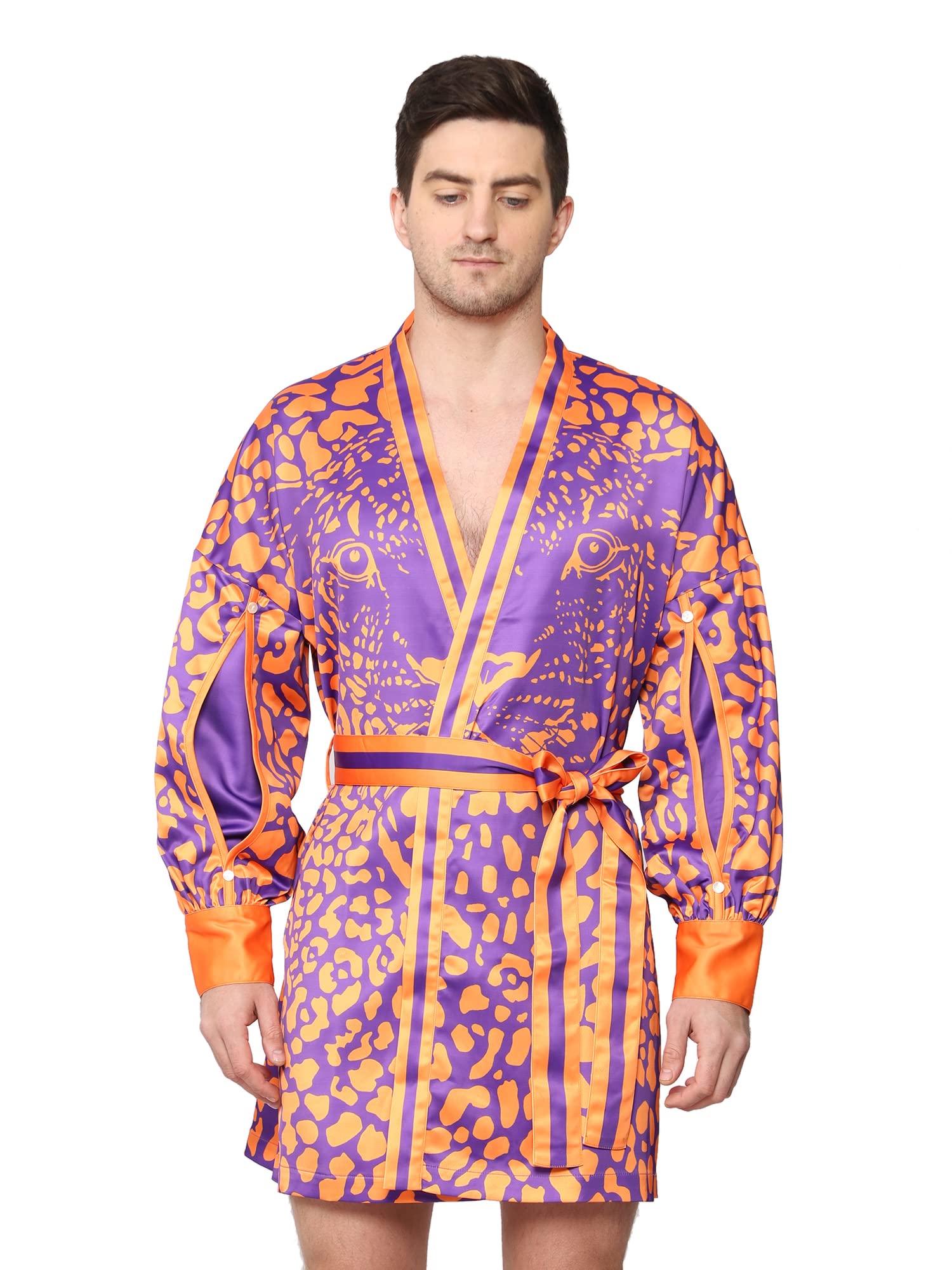 Mens Night Robe, 98% Polyester 2% Elastine, Niko (M)-image-3