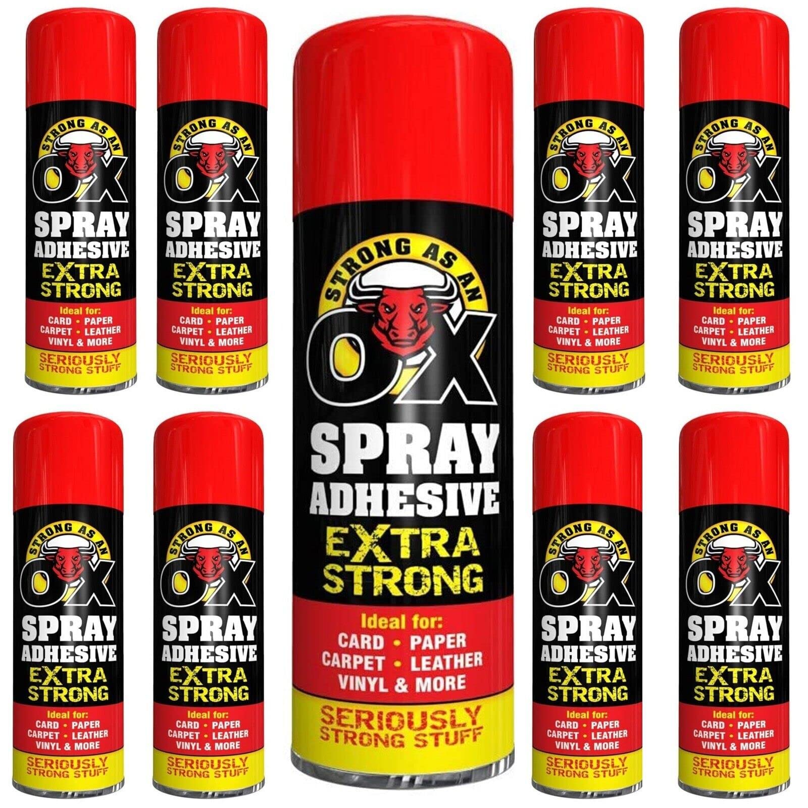 6 X 500ml Adhesive Spray Strong As An Ox Extra Strong Glue For Carpet Card Paper