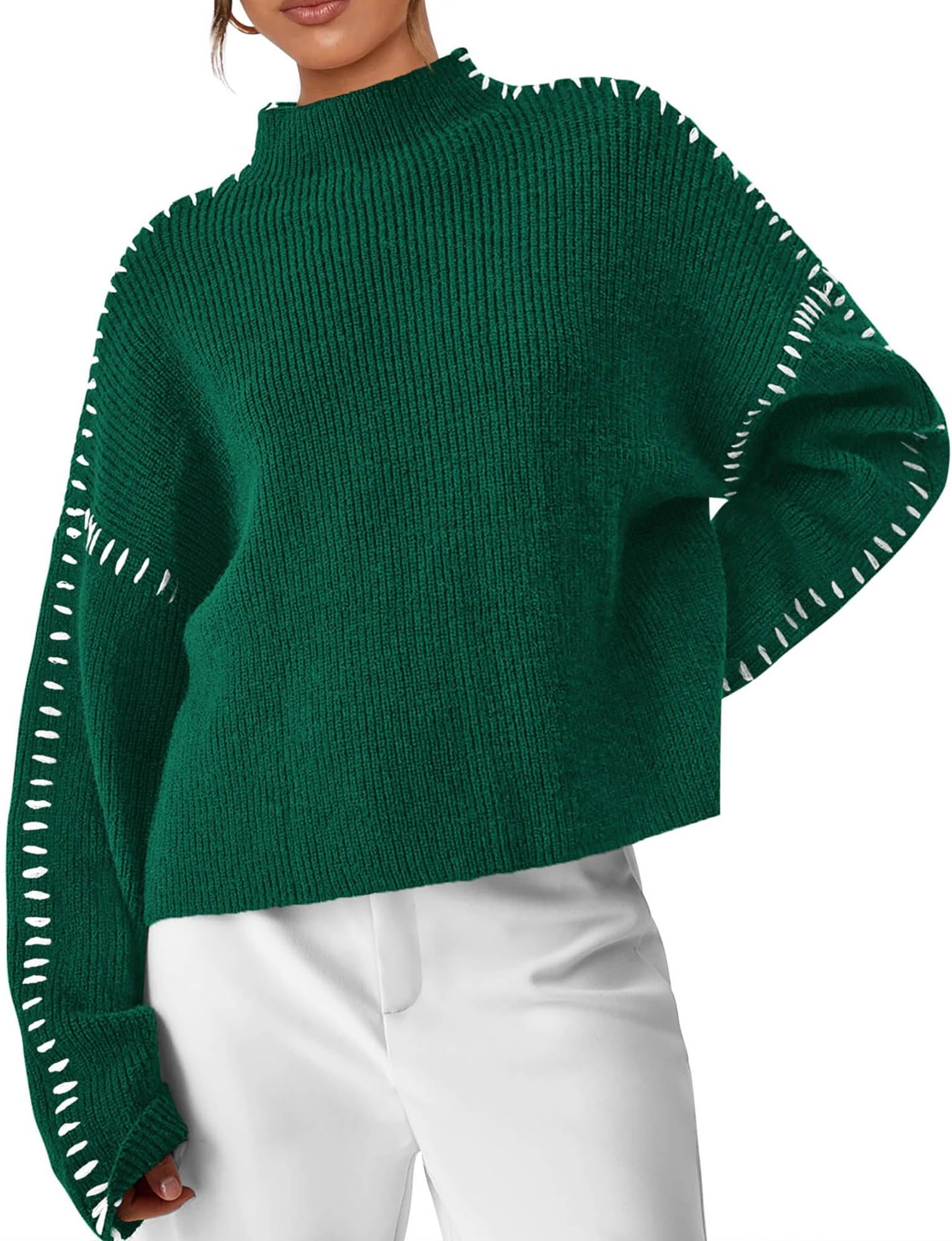 Women's Chunky Knit Sweaters 2026 Fall Long Sleeve Mock Neck Oversized Pullover Tops Winter Fashion Clothes