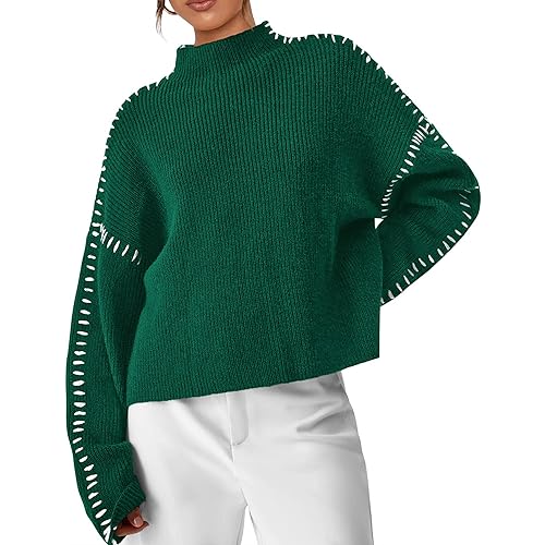 PRETTYGARDEN Women's Chunky Knit Sweaters 2026 Fall Long Sleeve Mock Neck Oversized Pullover Tops Winter Fashion Clothes