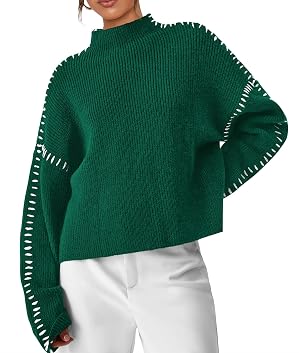 PRETTYGARDEN Womens Chunky Knit Sweaters 2026 Fall Long Sleeve Mock Neck Oversized Pullover Tops Winter Fashion Clothes