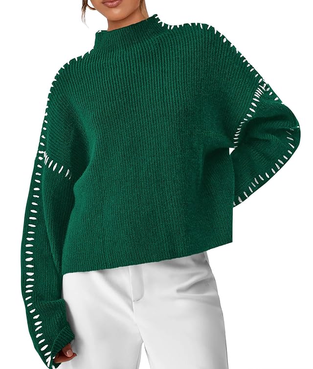 PRETTYGARDEN Womens Chunky Knit Sweaters 2026 Fall Long Sleeve Mock Neck Oversized Pullover Tops Winter Fashion Clothes