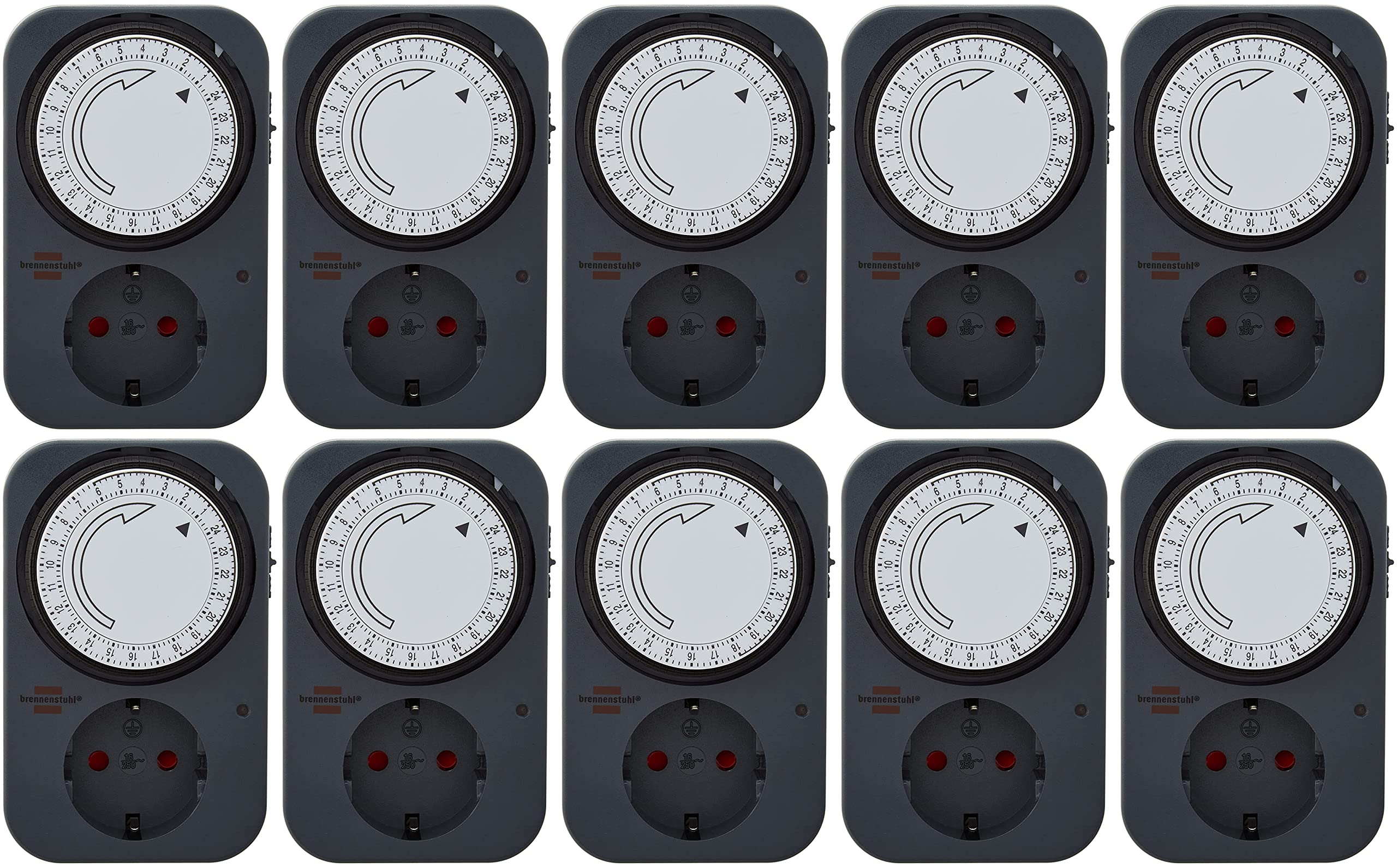 Brennenstuhl Zeitschaltuhr MZ 20, mechanische Timer-Steckdose (Tages-Zeitschaltuhr mit erh?htem Ber?hrungsschutz) grau (10)