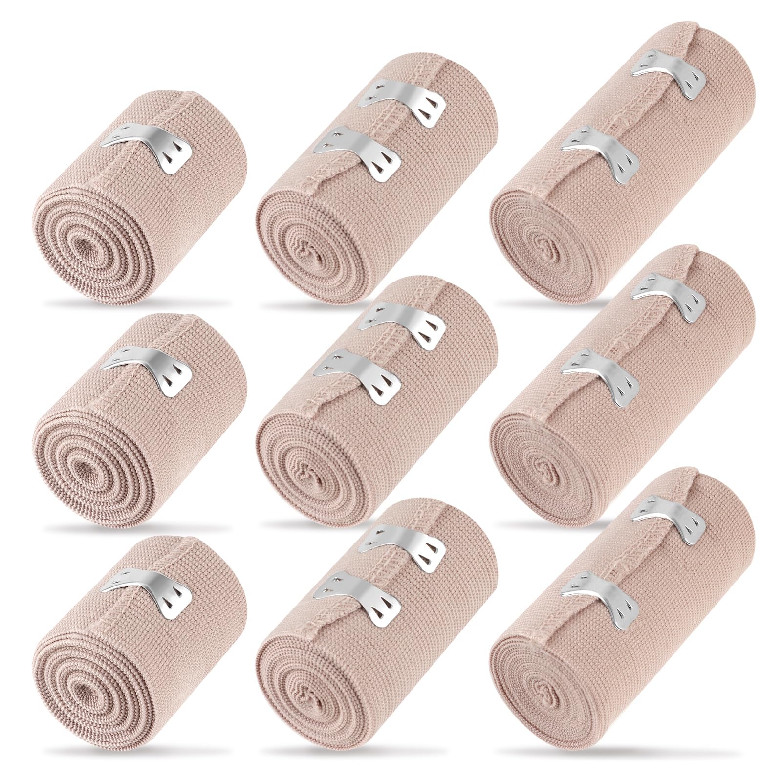 9 vendajes elásticos, vendaje autoadhesivo, vendaje de fijación vendaje ligero con 2 clips vendaje de fijación vendaje de compresión para muñecas, tobillos y rodillas