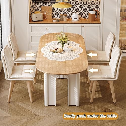 Miniatura 8 de JKGHK Dining Chairs, 360° Swivel Room Chairs, Upholstered Kitchen Side Chair, Armless Leather Leisure Chair with Solid Wood Legs, for Sofa Side,
