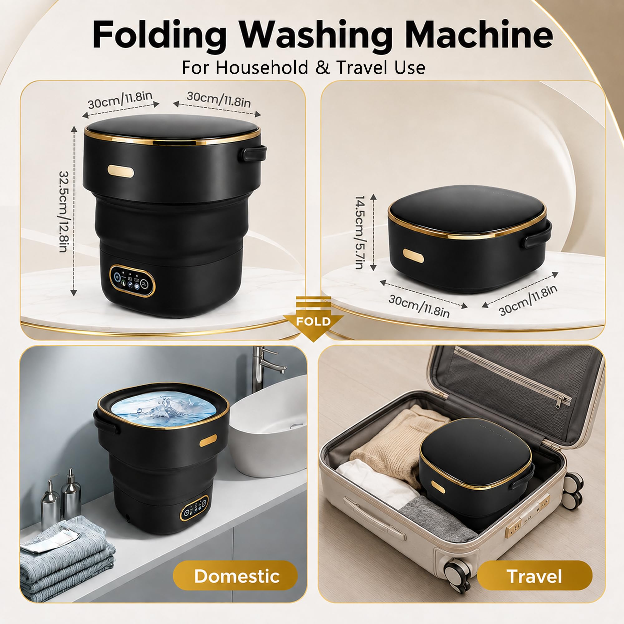 Mini lavatrice pieghevole 13L portatile con centrifuga per campeggio