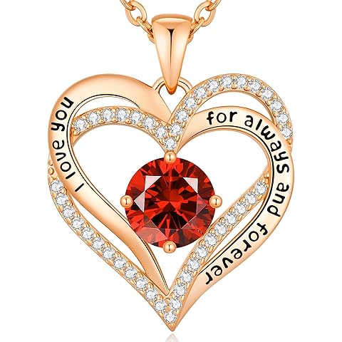 CDE Forever Love Heart Necklaces for Women, Mom, Girlfriend, Wedding Anniversary Birthday Mother Day Christmas Day Gift for Wife Girlfriend Jewelry with Birthstone Pendant