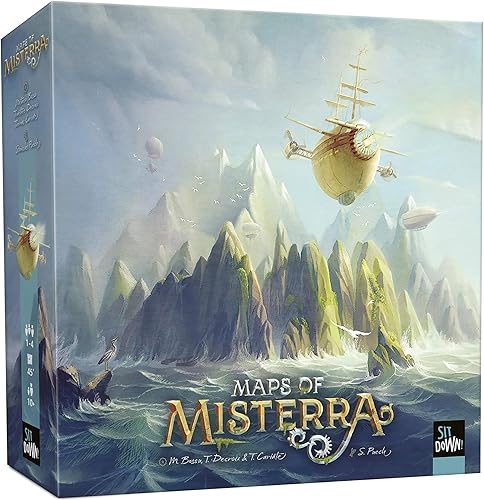 Miniatura 1 de Sit Down Games Maps of Misterra - Juego de estrategia y colocación de azulejos, Exploración y mapeo de islas, Objetivos ocultos, Edades 10+, 1-4