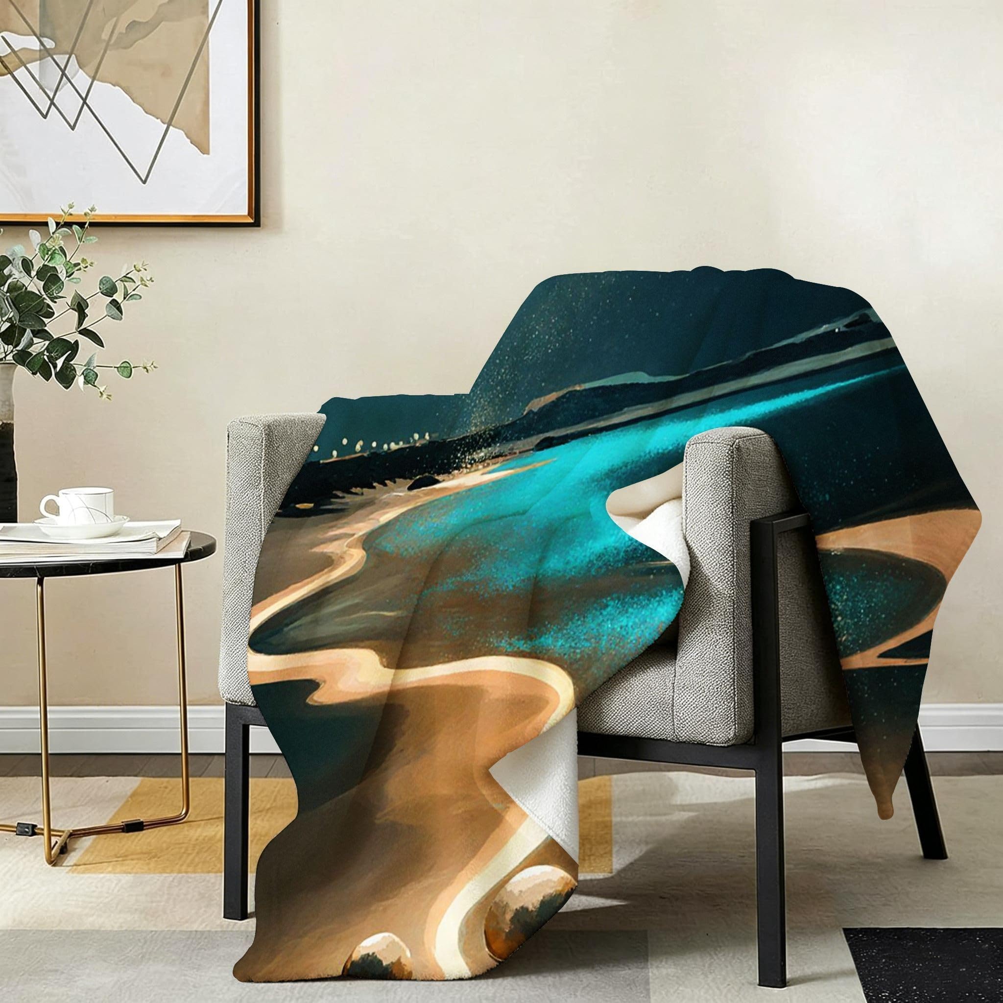 Coperta Pile Matrimoniale 240x260 cm Spiaggia Turchese, Coperta XXL Super Morbida Multiuso Come Copriletto o Plaid da Salotto, Calda e Leggera, Protezione dal Freddo, AW5400