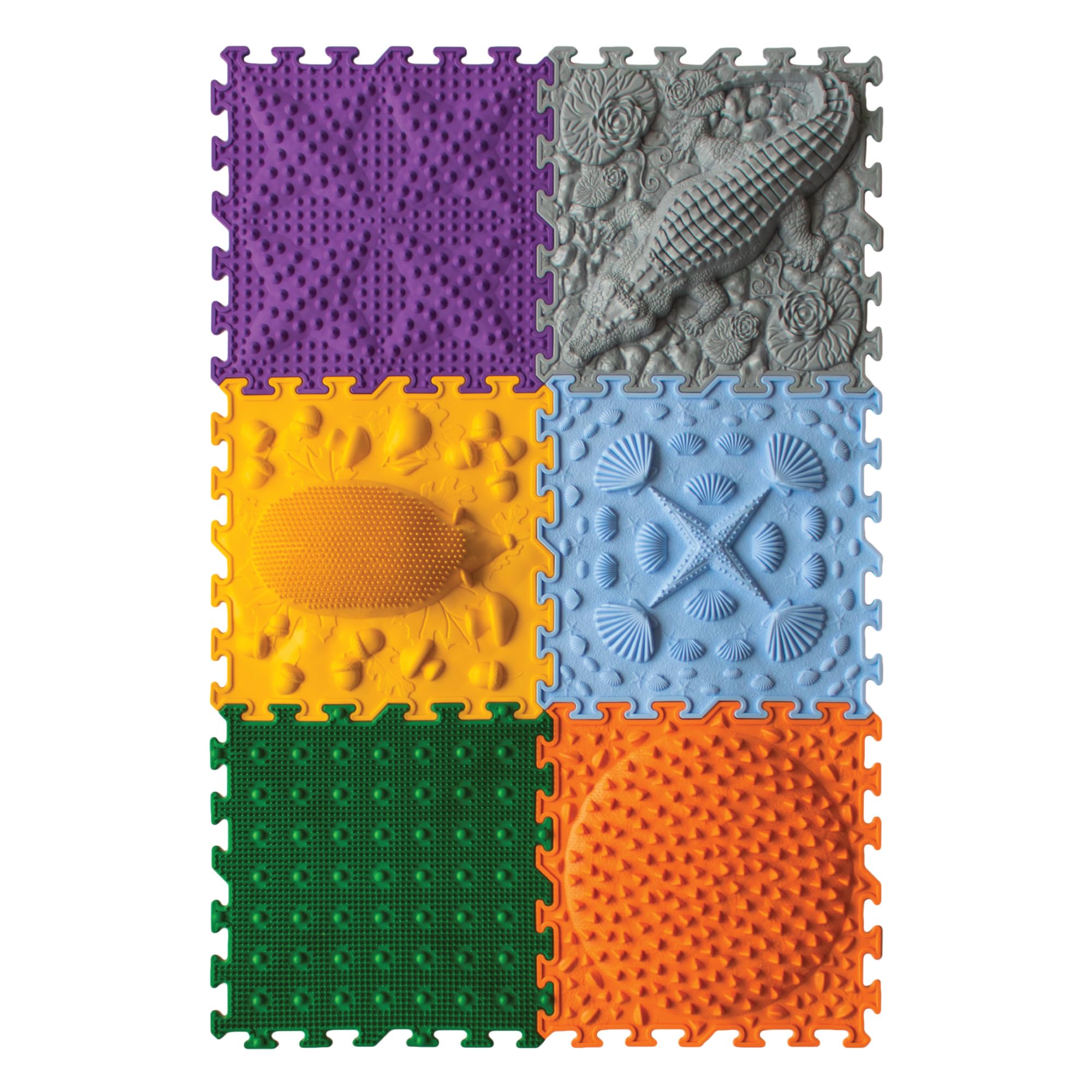 Massage Puzzle sensorische Bodenmatte - Orthopädische Spielmatte für Kinder oder als Baby Spielzeug, Puzzlematte Unterlage für den Boden (Junge Forscher)