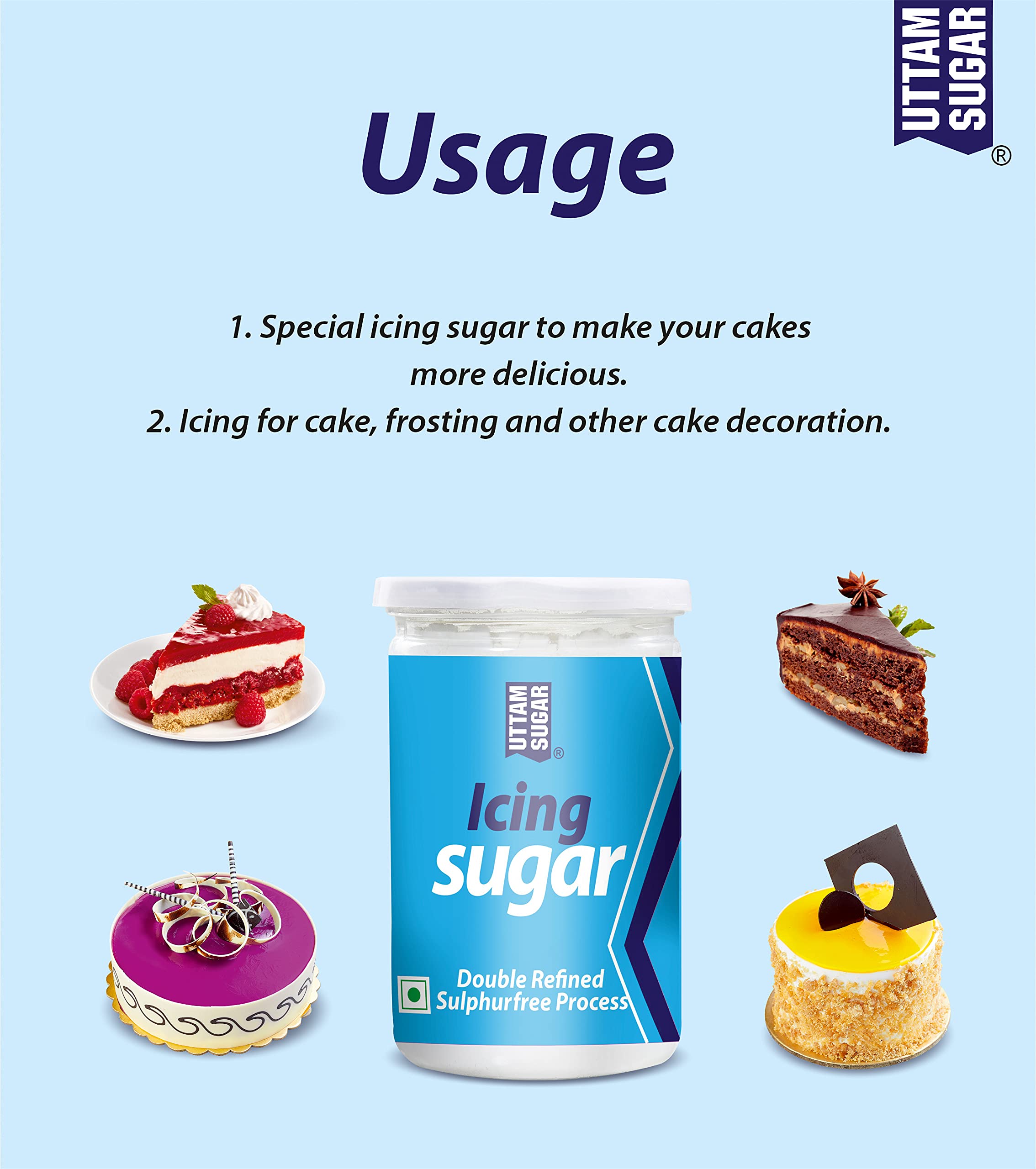 UTTAM SUGAR Uttam Sugar Doubled Refined, White Powdered, Icing Sugar, Pack of 1 Jars (425 Gm) (425gm) - Image 3 thumbnail