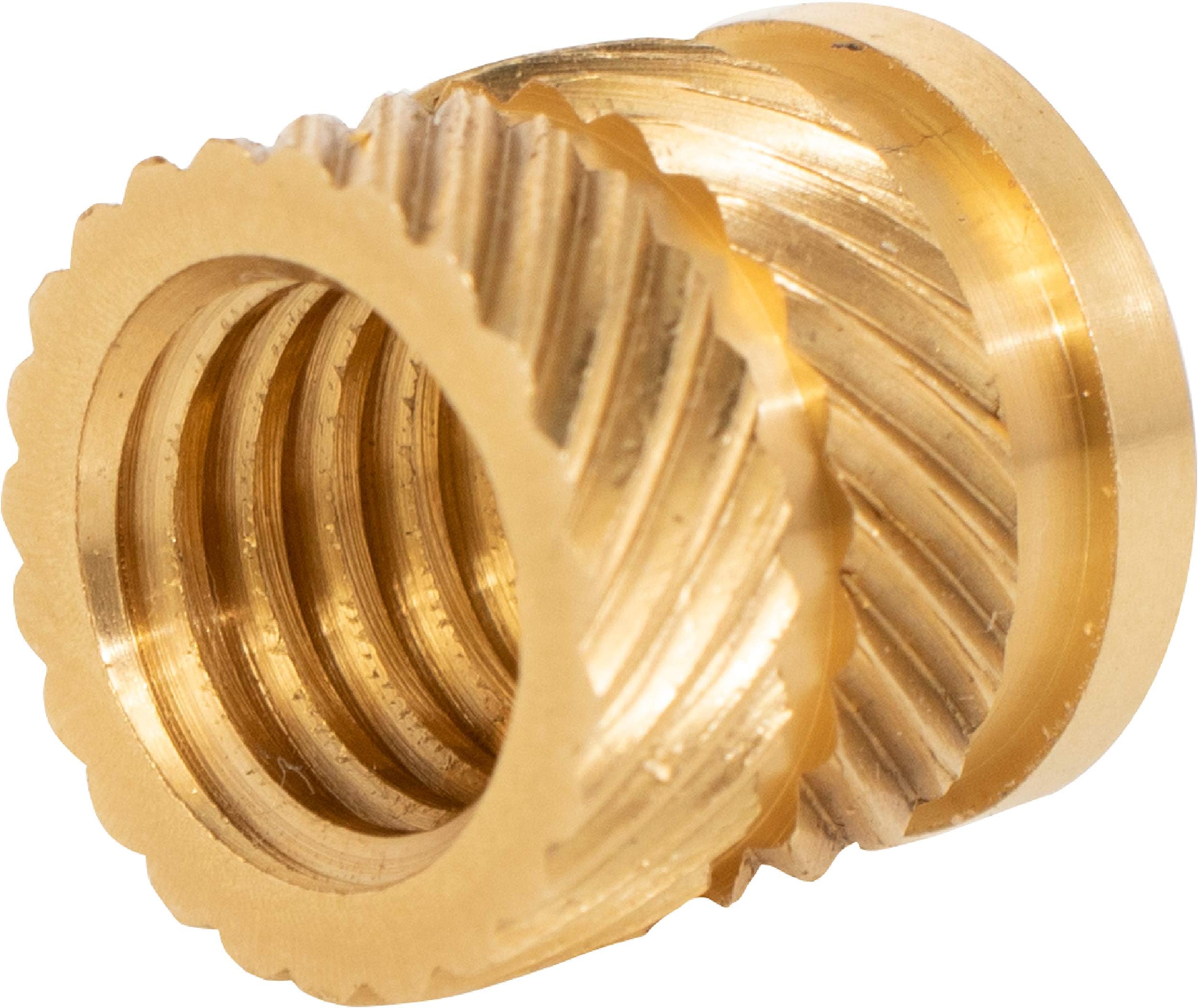 Pressure Fit Brass Threaded Inserts 3/8 inch by 16 tpi Internal Threads with Opposing Angle Outside Grooves Ideal for Wood Turners Contractors Furniture Building and General Home Use Pack of 10