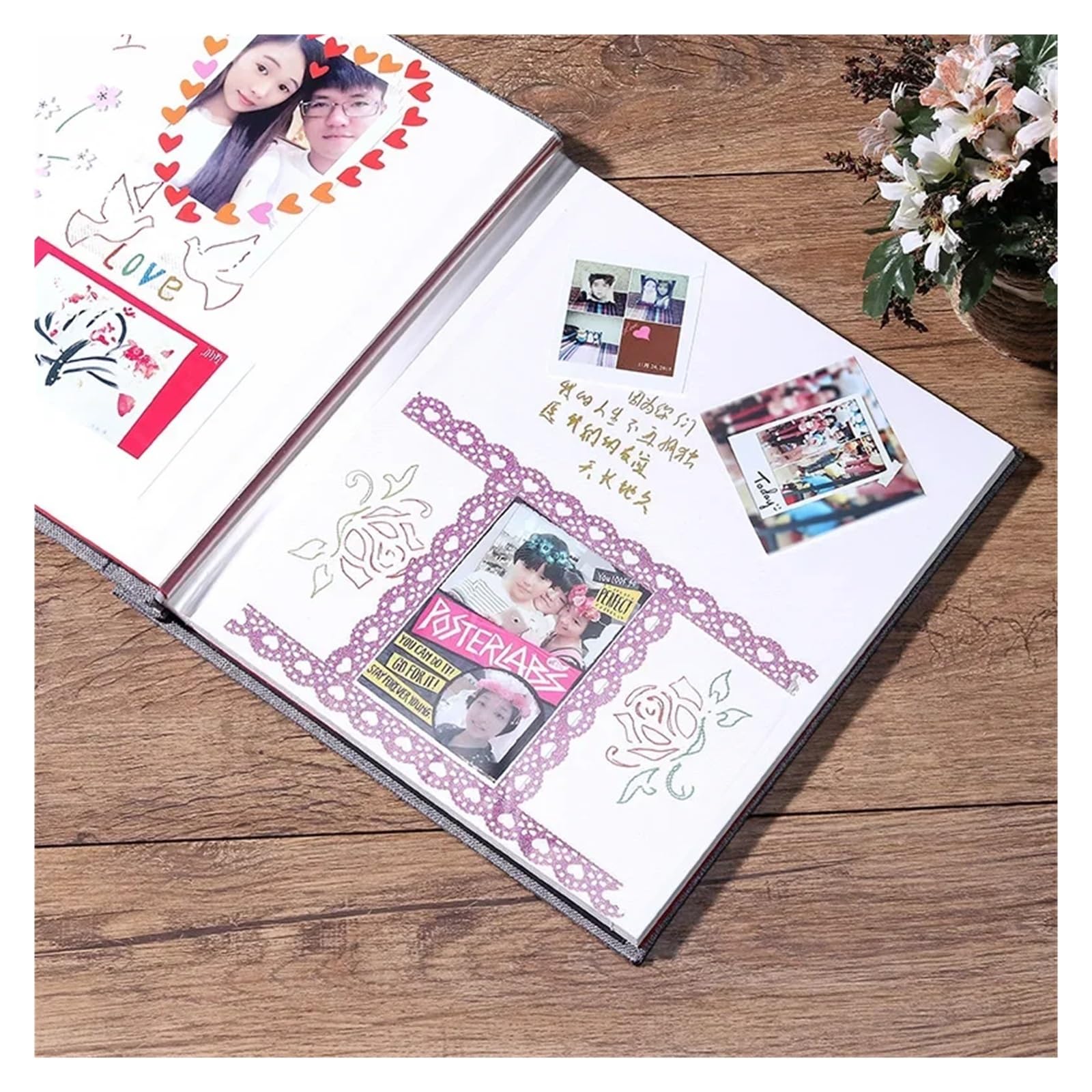 Album De Fotos Marco for álbum de Fotos for niños, Almacenamiento de fotografías, Estuche for álbumes de Recortes, álbum for niños(White)
