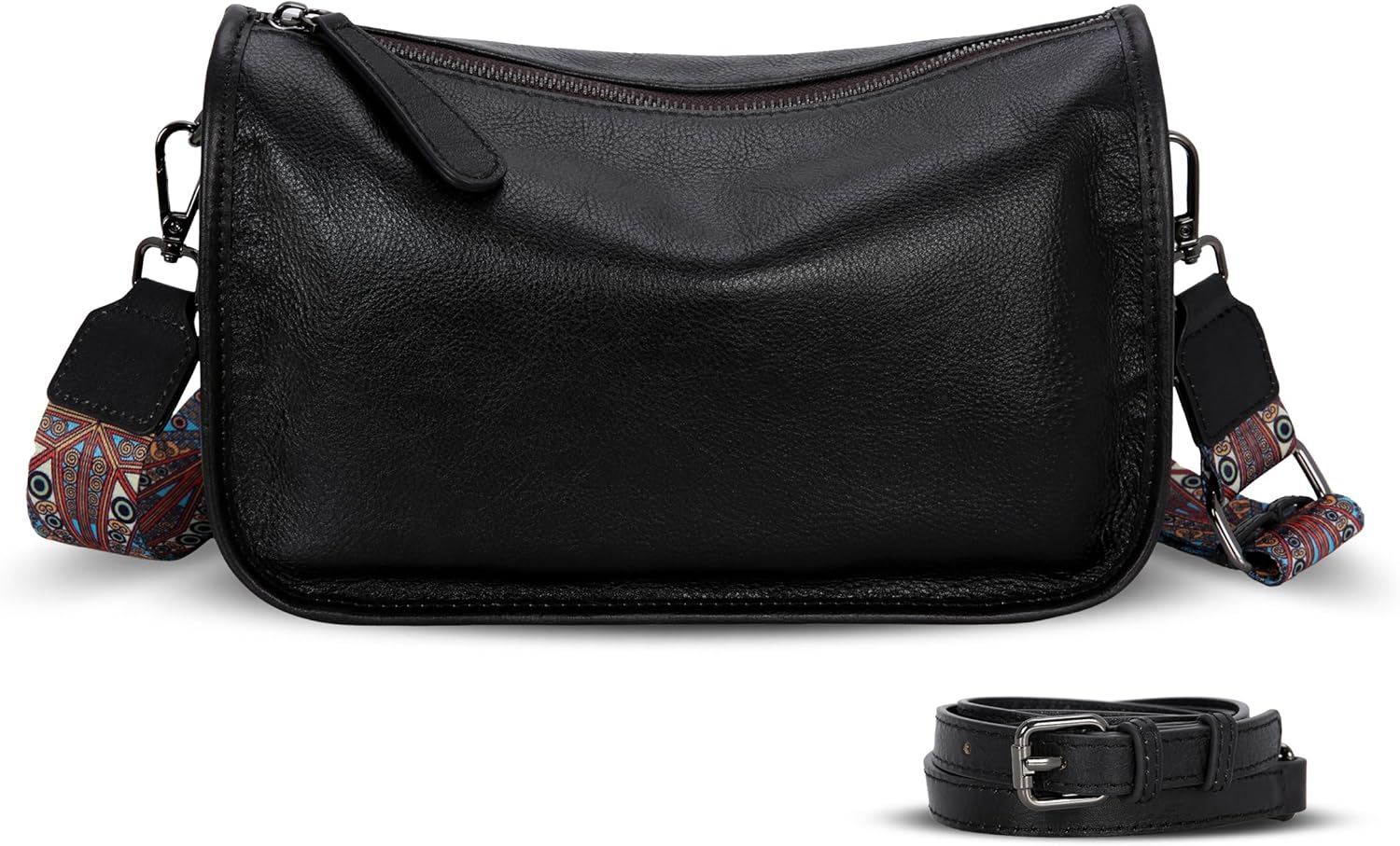 HESHE Crossbody Bag for Women Leather Hobo Purse Trendy Lightweight Boho Shoulder Bag with Two Straps Designer Cross Body Bag - Image 4