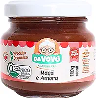 Da Vovó, Papinha infantil de Frutas, 100% Fruta, Orgânica, Sabor Maça e Amora, 100ml