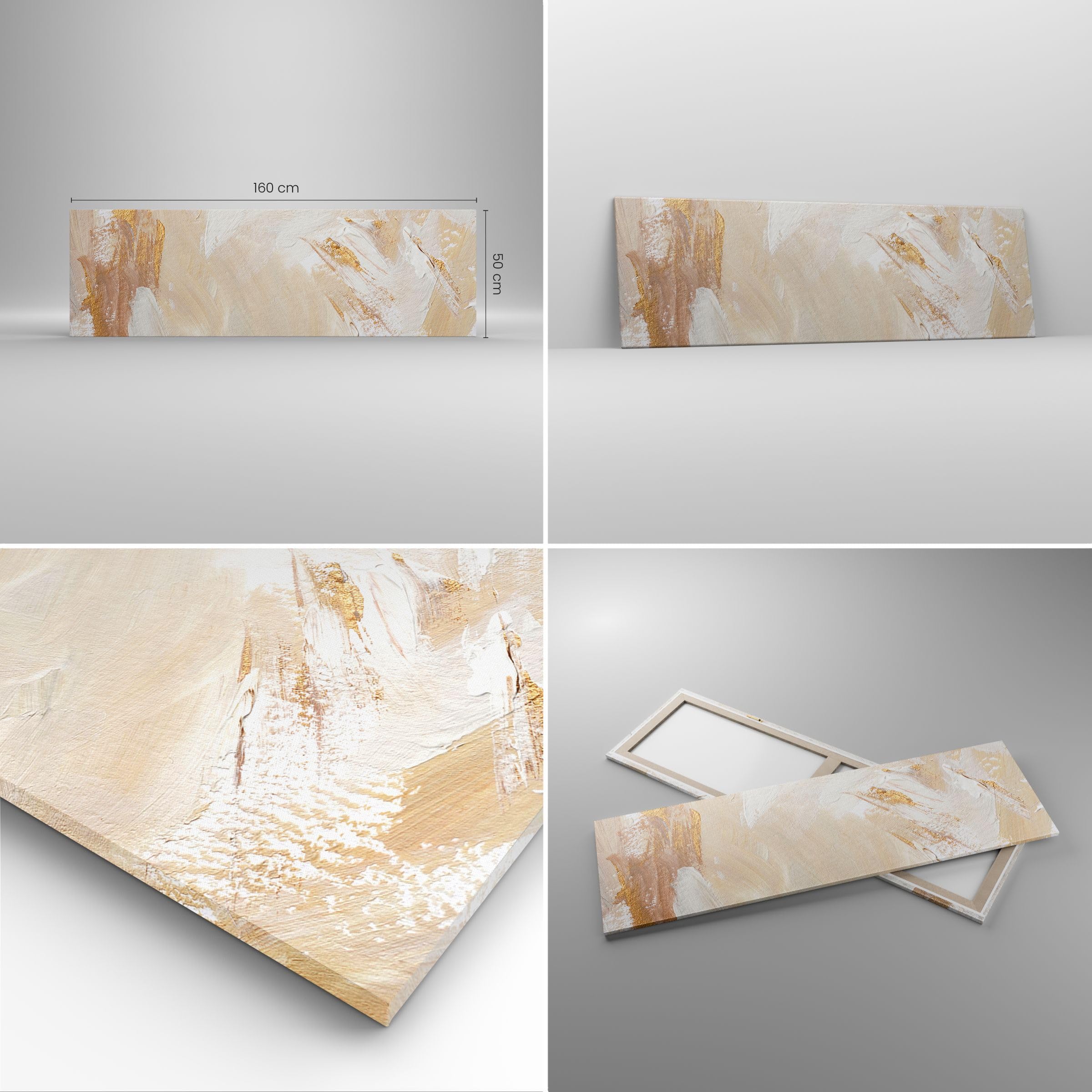 ARTTOR Bilder auf Leinwand 160x50cm Wandbild Abstrakt Pastell - 5371 | Hell Element Minimalistisch Panorama Groß XXL Wanddekoration Wohnzimmer Schlafzimmer Wand Kunstdruck Wandkunst ARTTOR