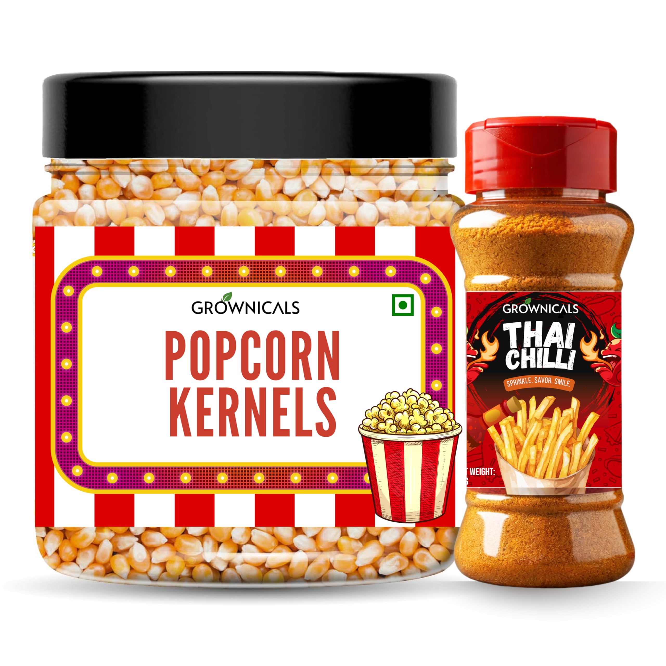 GROWNICALS Premium Popcorn Kernels (350g) with FREE Thai Chilli Seasoning | Gourmet Pop Corn Seeds | High Expansion, A-Grade Maize | Non-GMO | Perfect for Microwave, Cooker & Air Popper-image-6