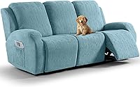 Vista 41 de Vansofy - Fundas elásticas para sofá reclinable, 8 piezas, funda suave de jacquard para sofá reclinable, protector de muebles con parte inferior