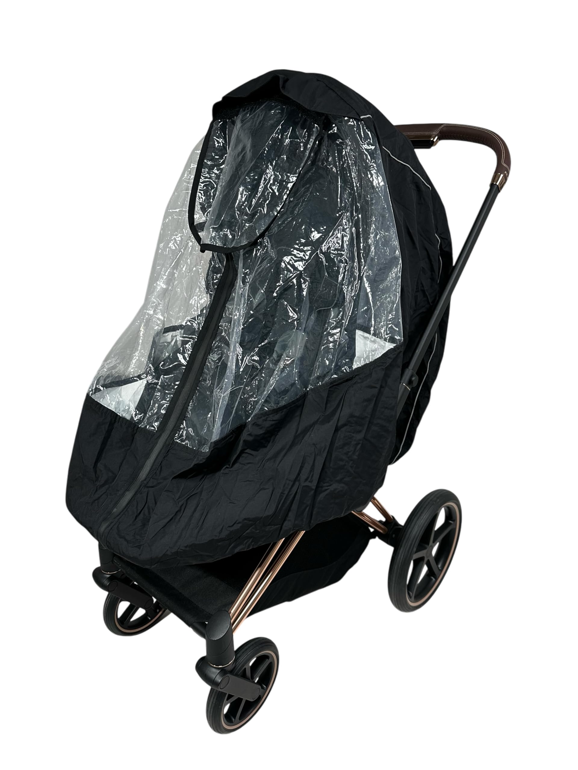 Universal Regenschutz für Kinderwagen Transparent mit Schwarz Wasserdicht mit Reißverschluss