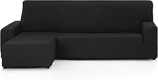 Martina Home Tunez Housse de canapé d'angle en Tissu Noir Accoudoir Gauche Court