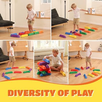 Stepping Stones for Kids Balance Beam Non-Slip Bottom Exercise Coordination and Stability Sensory Toys Toddler Outdoor Toys Kids Outdoor Play Equipment