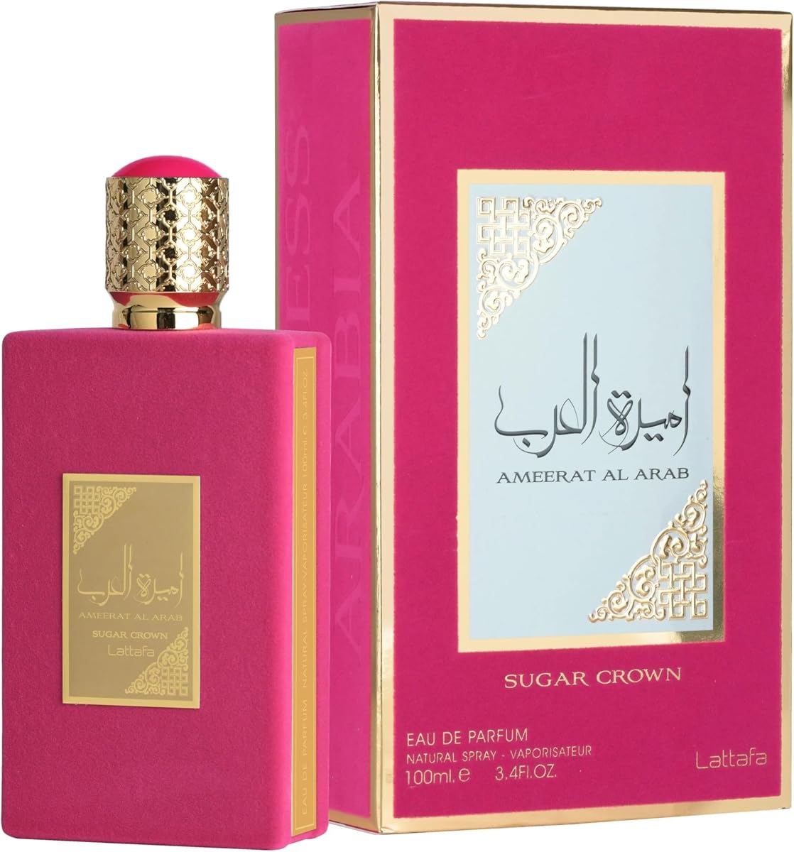 Lattafa Ameerat Al Arab Sugar Crown Eau de Parfum Spray for Women, 100ml / 3.4 fl oz – Long Lasting Sweet Floral Fruity Fragrance