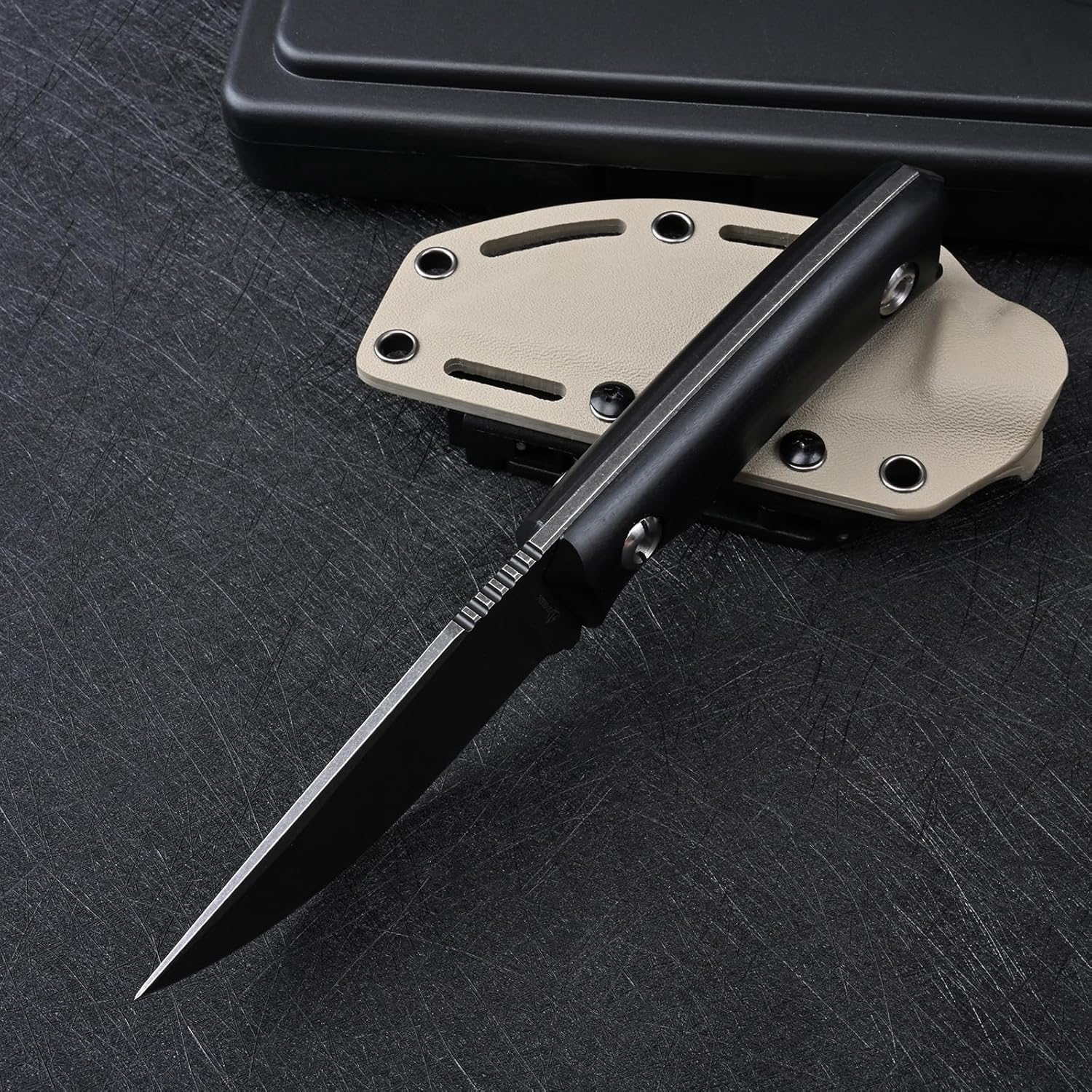Knives Tactical Fixed Blade Knife Survival Knife with Sheath Made of DC53 Steel Perfect EDC Hunting Knife with G10 Handle for Men EDC Camping Outdoor (Black+Black)