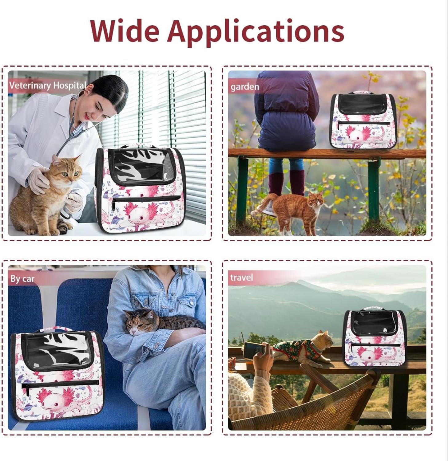 Axolotl Pet Travel Carrier Soft Sided Portable Bag for Cats, Small Dogs, Kittens or Puppies