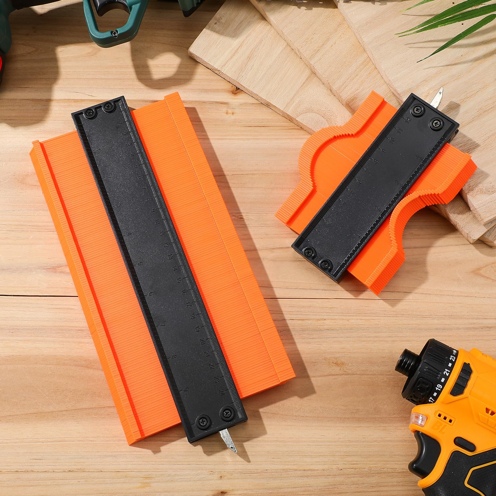 Levemolo 2 Stück Form und Winkelmessgerät aus ABS und Metall mit Verriegelung Präzisionslehre für Holzbearbeitung Bauwesen und Heimwerker