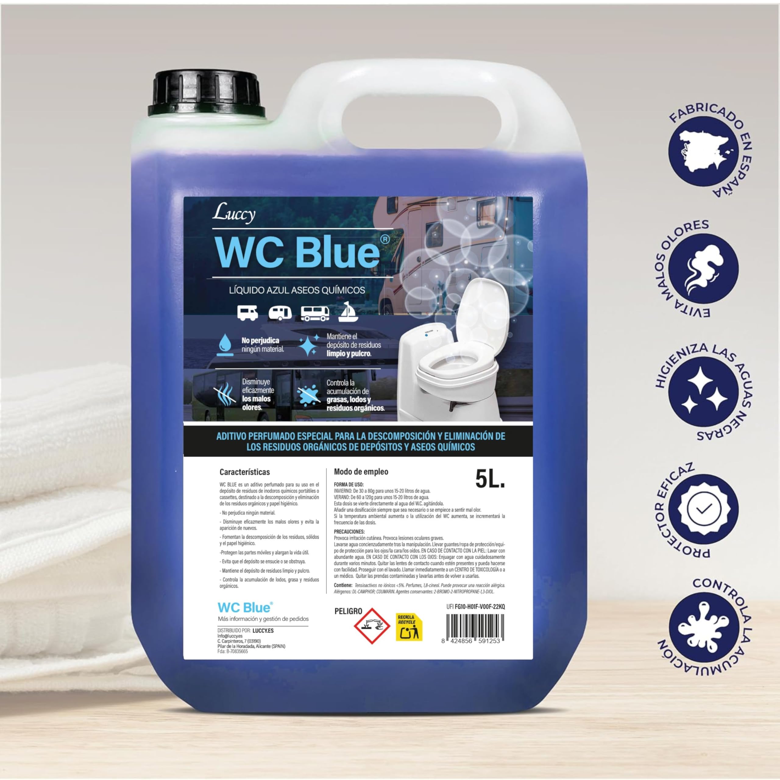 Pack WC Rinse 5L + WC Blue 5L | Aditivo para Cisterna del Inodoro y Aditivo para Aguas Negras de Caravanas y Campers