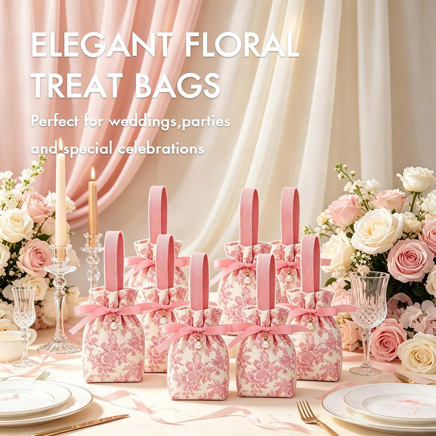 SHIDOW 8 Pack Floral Treat Bags Cute Little Bags for Wedding image 4