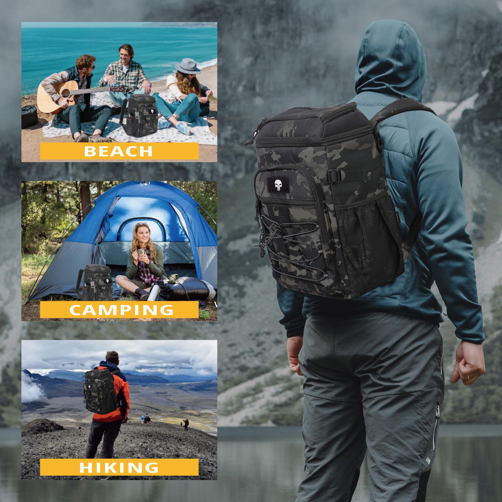 Zaino Frigo Tattico 25L Isolato e Impermeabile – Zaino Termico Robusto a Prova di Perdite, Borsa Frigo da Spalla per Pranzo, Ideale per Uomo e Donna per Lavoro, Escursioni, Campeggio, Spiaggia e Gite