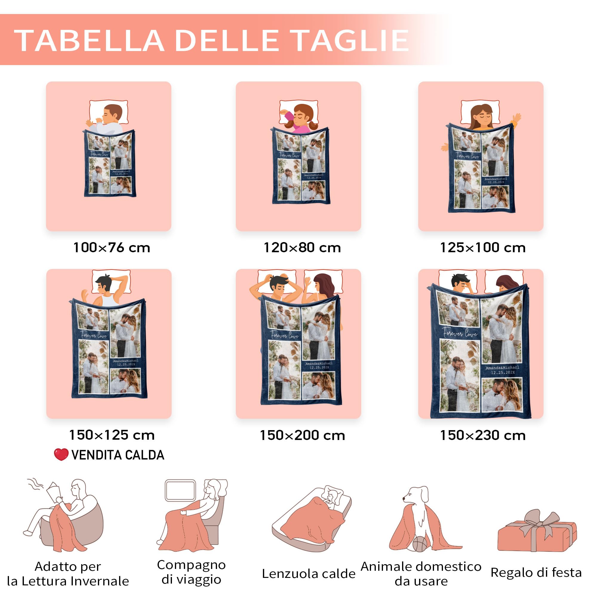 Coperta Personalizzata Con Foto - Plaid Flanella Regalo Coppie