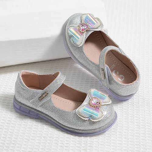Miniatura 6 de JOSINY Zapatos planos Mary Jane para niñas con lazo zapatos de princesa para fiesta boda vestido de ballet con purpurina