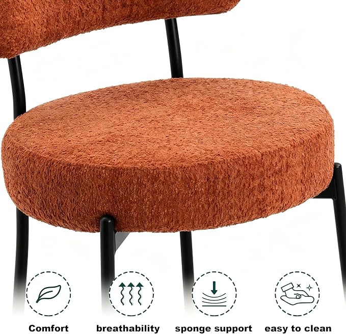 Butaco tapizado naranja con patas metálicas 30 pulg miniatura 4