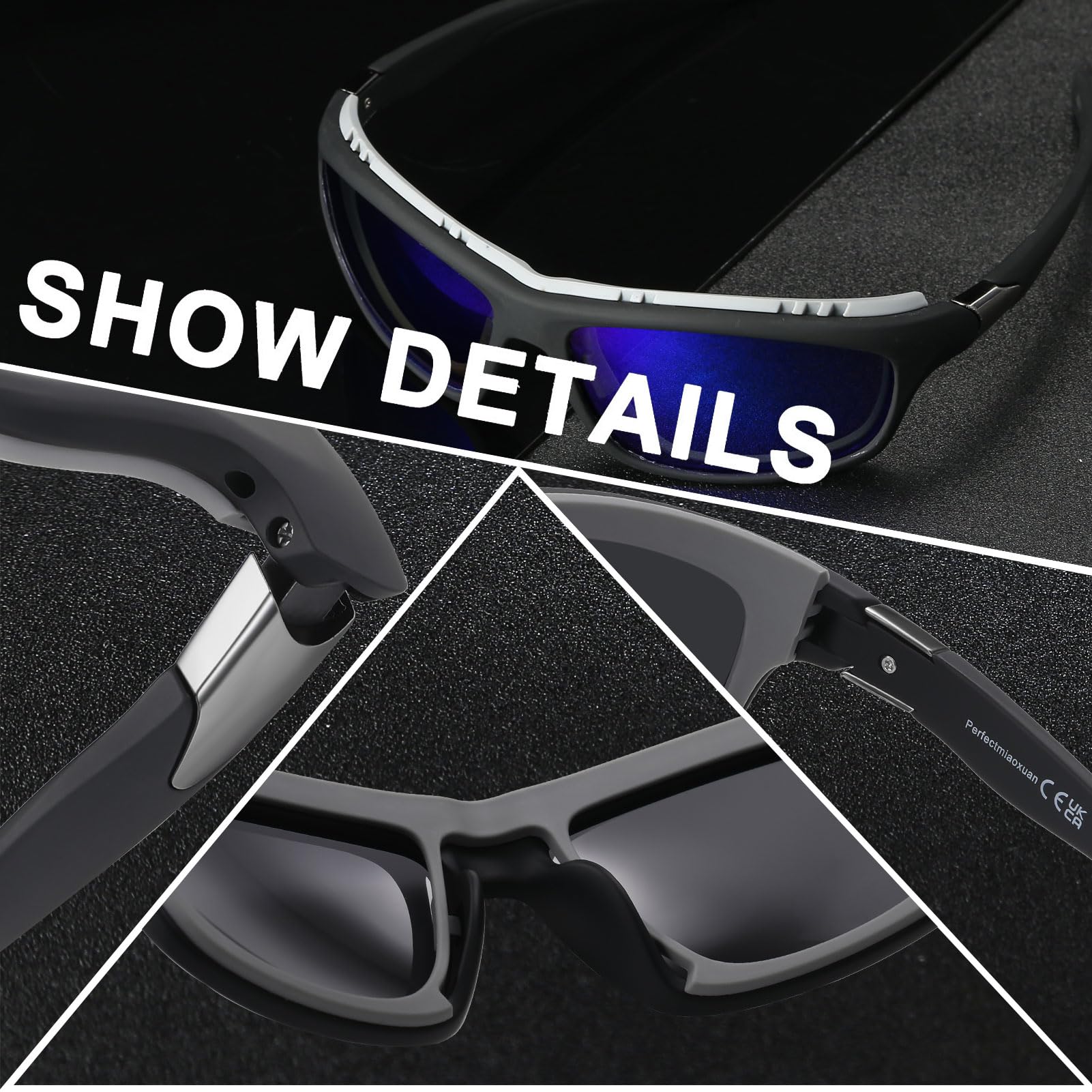 Perfectmiaoxuan Occhiali da sole polarizzati per uomo donna ciclismo montagna trekking guida pesca arrampicata sportivi cordino Notturna Antiriflesso Guida