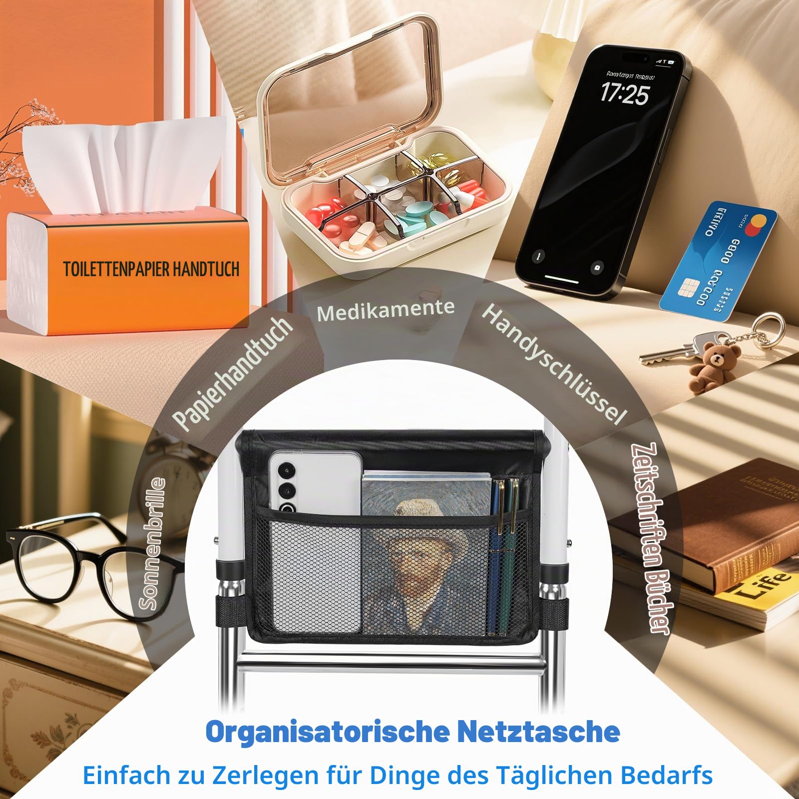 AKOZLIN Aufstehhilfe Senioren, Höhenverstellbar, Belastbar 136KG | Mobile Aufsteh und Sitzhilfe, Stand Bett Aufstehhilfe, Geeignet für Ältere und Behinderte Menschen
