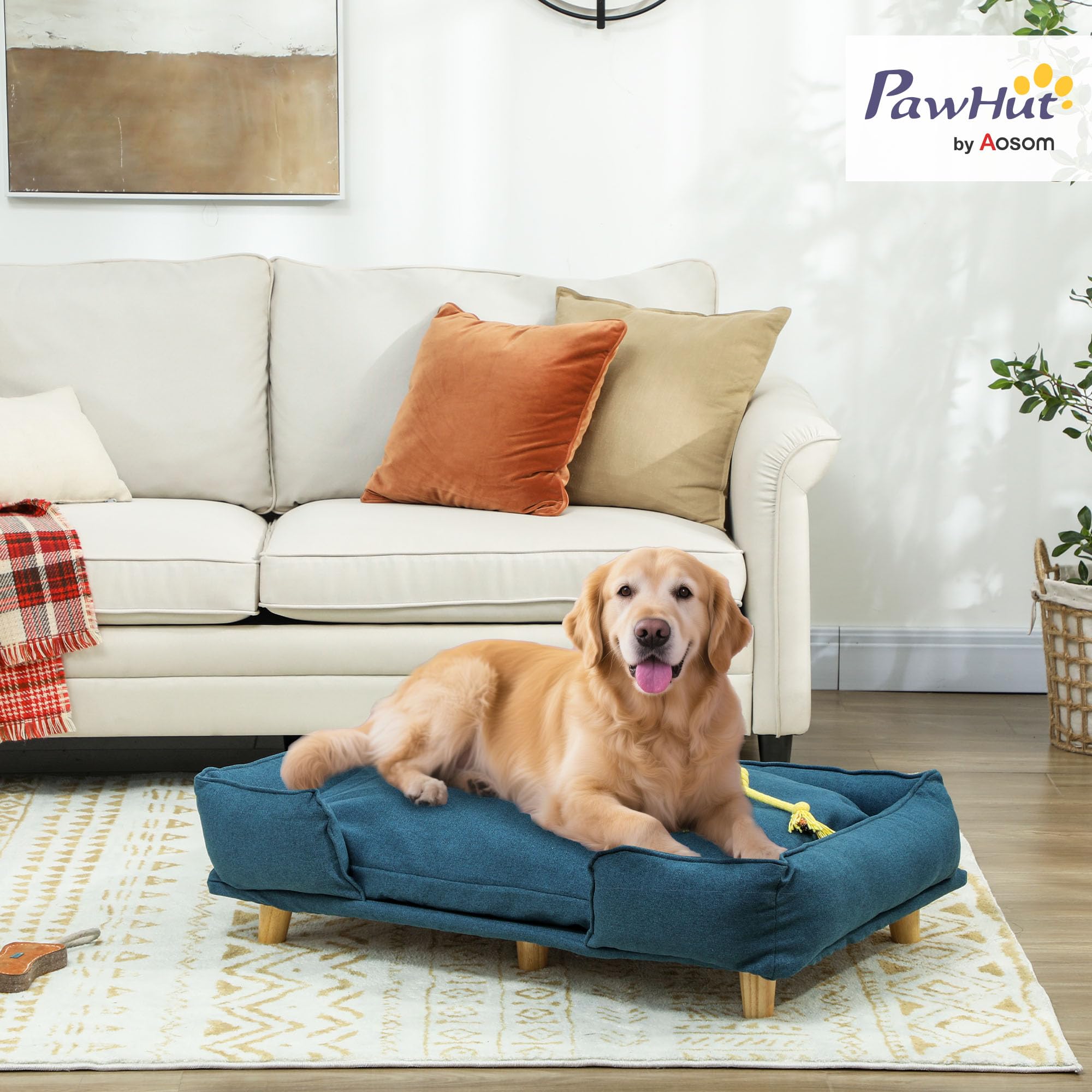 PawHut Hondenbank Hondenzetel Met Opbergruimte Katten Sofa Hondenbed Huisdier Met Kussen~0v4nqmog9bg01